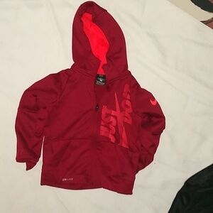 $ Boys Red Nike Zip Up Hoodie Orange Logo size 5